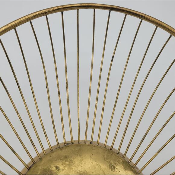 Vintage Mid Century 60s Wire Bread Basket Fruit Bowl MCM Oval Gold Tone Italy - Picture 10 of 16